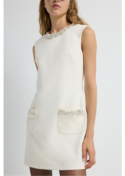 Taş Detaylı Elbise Vanilya 12445660000 fırsatları