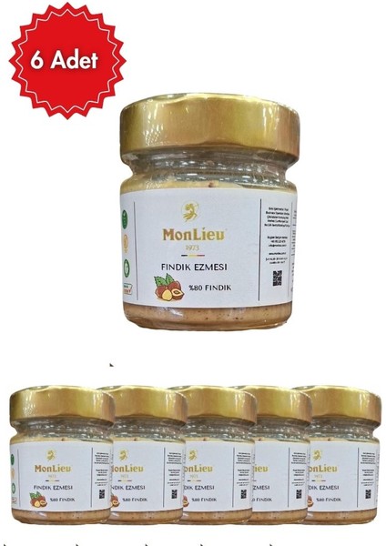 %100 Fındık Ezmesi 200 gr x 6 Adet (Şeker Ilavesiz & Glutensiz Paket)