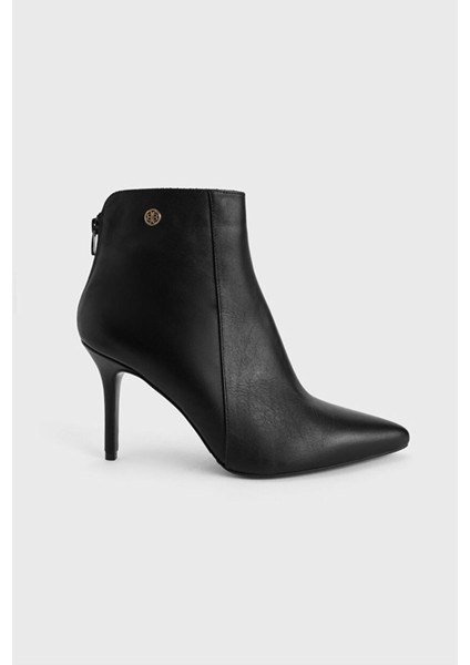 Deri Logo Detaylı Bot Siyah 11644359001