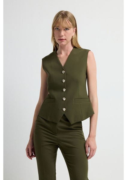 V Yaka Yelek Haki 17945718000