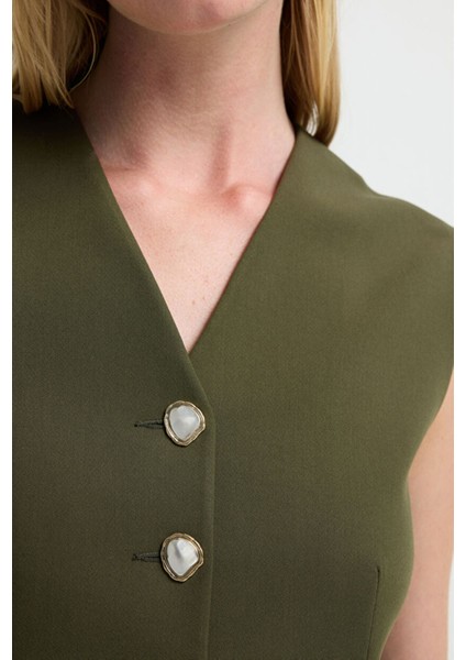 V Yaka Yelek Haki 17945718000 fiyatları