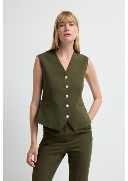 V Yaka Yelek Haki 17945718000 fırsatları