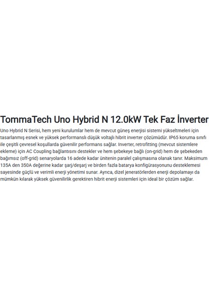 Uno Hybrid N 12.0kw Tek Faz Inverter fiyatları