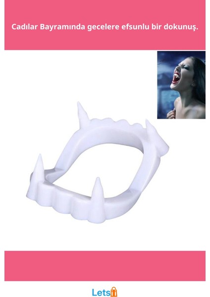 Beyaz Renk Çift Damak Takma Vampir Dişi Aksesuar fiyatları