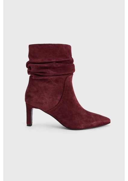 Süet Topuklu Bot Bordo 11644363001