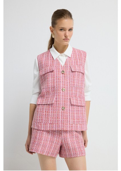 Düğmeli Yelek Pudra 17945747000