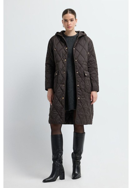 Kapüşonlu Kapütone Uzun Mont Kahve 15245281000 fırsatları