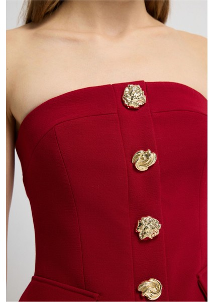 Gabardin Straplez Yelek Kırmızı 17945866000 fiyatları