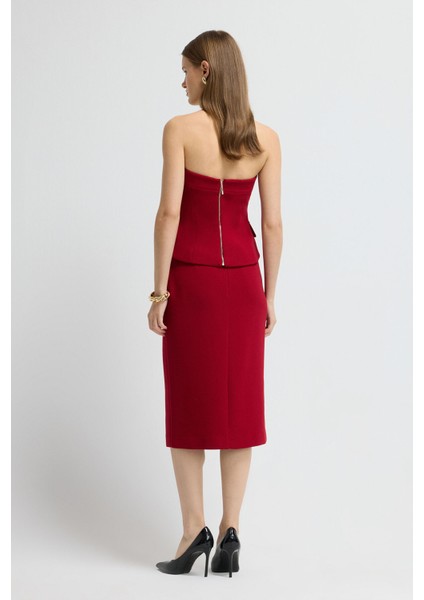 Gabardin Straplez Yelek Kırmızı 17945866000 indirimleri