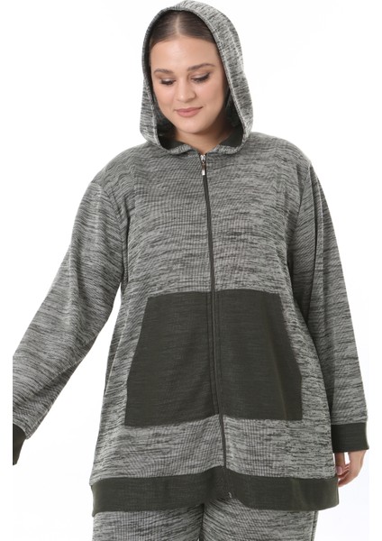 Kadın Büyük Beden Selanik Kumaş Haki Alt Üst Takım indirimleri