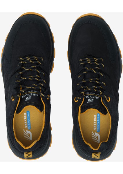 Erkek Siyah Sarı Hakiki Deri Su Geçirmez Outdoor Ayakkabı 5K1GA16343