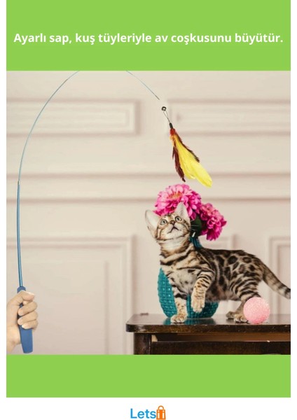 Teleskopik Zilli Dayanıklı Tüylü Kedi Oyuncağı fiyatları