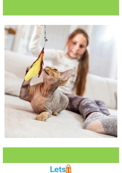 Teleskopik Zilli Dayanıklı Tüylü Kedi Oyuncağı fırsatları