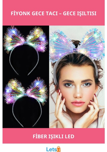 Fiyonk Gece Tacı Fiber Işıklı Ledli Parti Aksesuarı