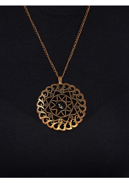 Doğal Taş Oniks Doğal Taşlı Yuvarlak Model Antik Kadın Kolye EUK47O modelleri