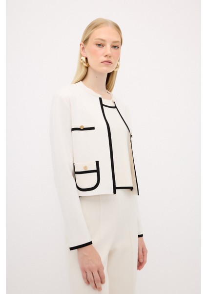 Düğme Detaylı Triko Hırka Vanilya 13444361000