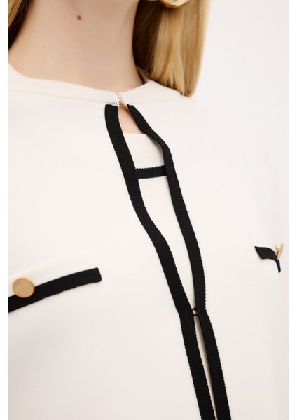 Düğme Detaylı Triko Hırka Vanilya 13444361000 fiyatları