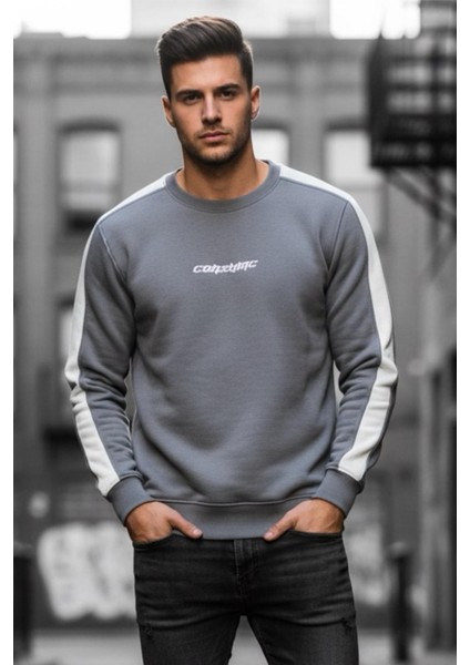 Comsumc Üç Iplik Şardonlu Bisiklet Yaka Erkek Sweatshirt