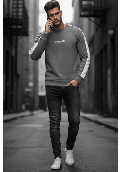 Comsumc Üç Iplik Şardonlu Bisiklet Yaka Erkek Sweatshirt modelleri