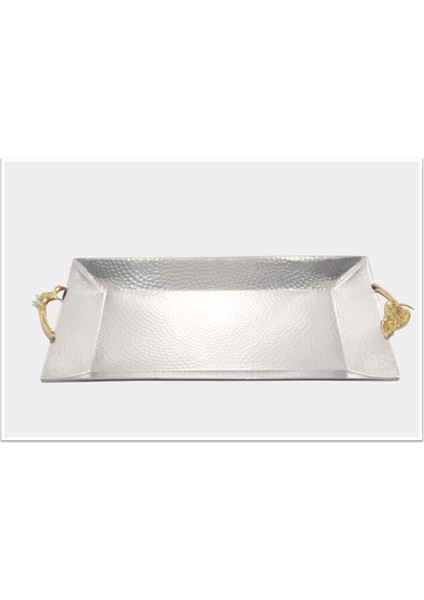 Çelik Pirinç Aksesuarlı Dikdörtgen Tepsi 47X28X5CM