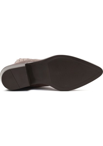 Kadın Vizon Kalın Kısa Topuklu Süet Deri Chelsea Kovboy Bot 25WFD182710 indirimleri