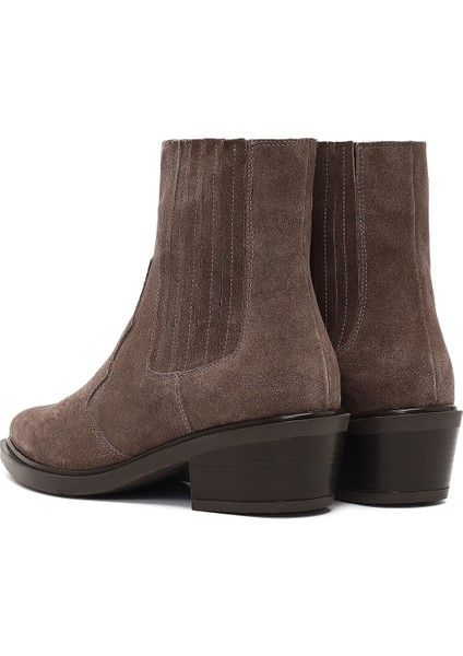 Kadın Vizon Kalın Kısa Topuklu Süet Deri Chelsea Kovboy Bot 25WFD182710