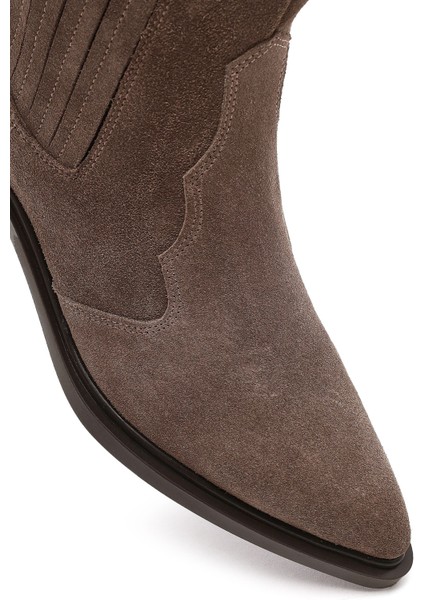 Kadın Vizon Kalın Kısa Topuklu Süet Deri Chelsea Kovboy Bot 25WFD182710