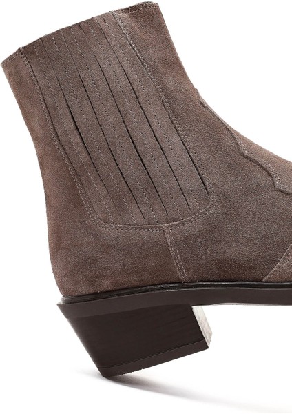 Kadın Vizon Kalın Kısa Topuklu Süet Deri Chelsea Kovboy Bot 25WFD182710