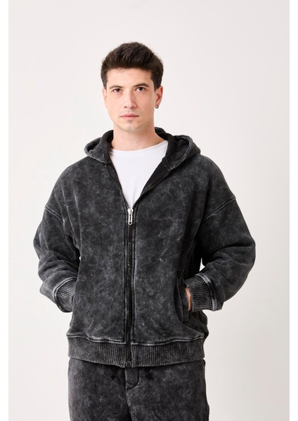 X-2002 Kapüşonlu Fermuarlı Yıkama Detaylı Üç Ip Şardonlu Sweatshirt fiyatları