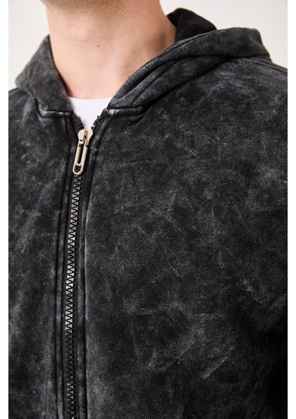 X-2002 Kapüşonlu Fermuarlı Yıkama Detaylı Üç Ip Şardonlu Sweatshirt fırsatları