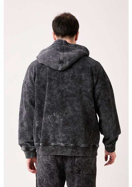 X-2002 Kapüşonlu Fermuarlı Yıkama Detaylı Üç Ip Şardonlu Sweatshirt indirimleri