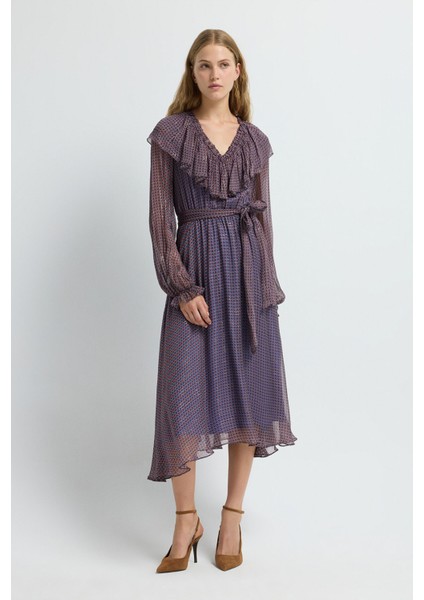 Fırfır Detaylı Elbise Bordo 12445788000