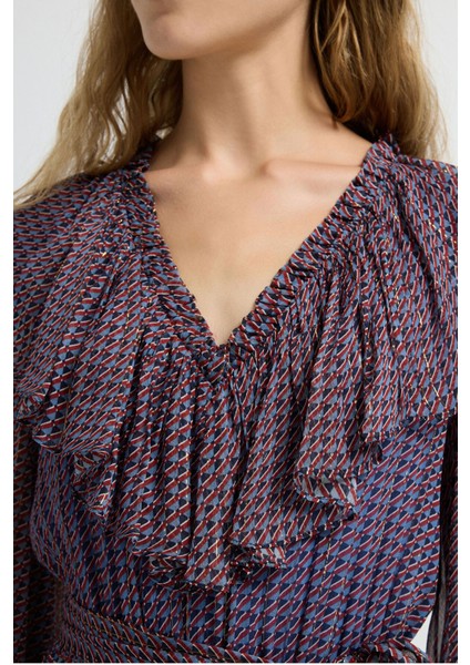 Fırfır Detaylı Elbise Bordo 12445788000 indirimleri