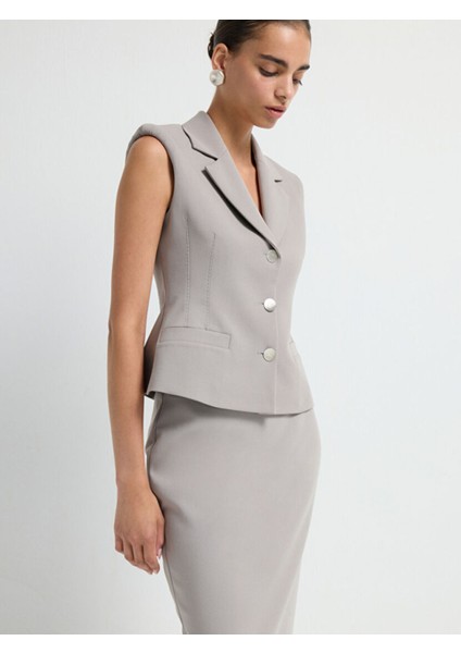 Peplum Yelek Gri 17943340004