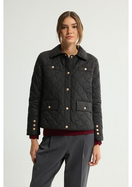 Kapitone Cepli Kısa Mont Siyah 152L9396000