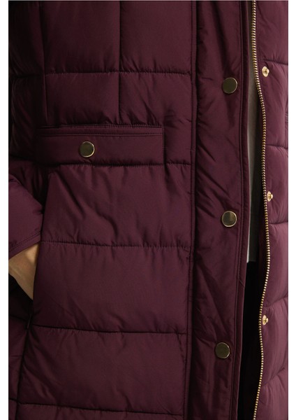 Cepli Uzun Şişme Mont Mürdüm 152L9394000 fiyatları