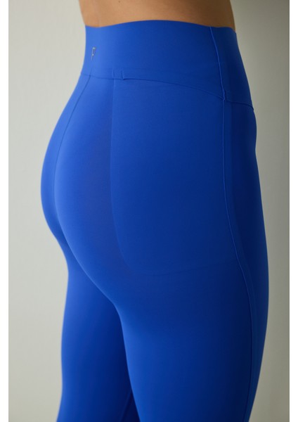 Saks Mavisi Orta Destek Cepli Yüksek Bel Tayt indirimleri