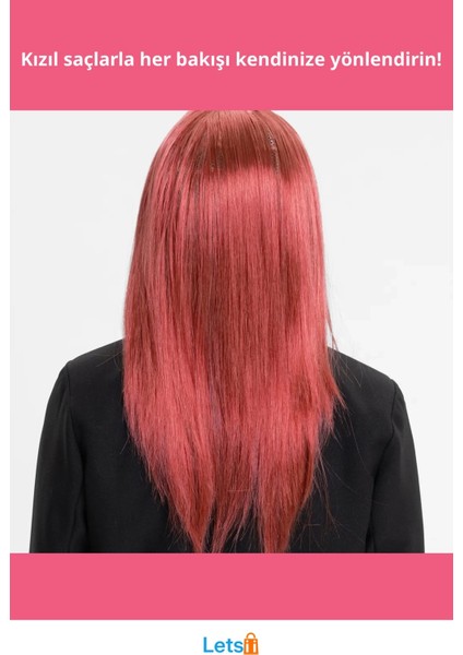 Kızıl Renk Uzun Düz Kesim Rahat Sentetik Peruk fiyatları
