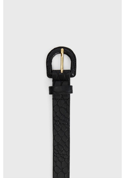 Kroko Kaplama Tokalı Kemer Siyah 14046067000