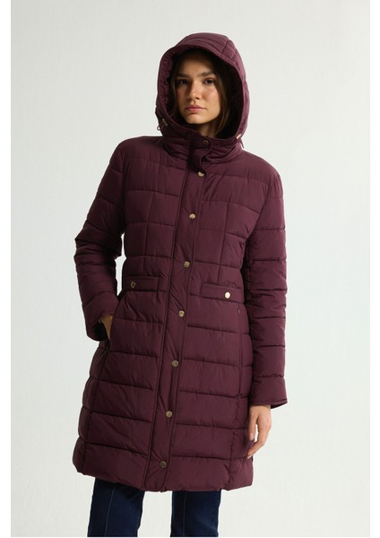 Cepli Uzun Şişme Mont Mürdüm 152L9394000