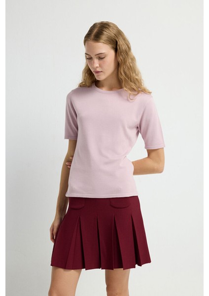 Yuvarlak Yaka Triko Bluz Pudra 11545822000 fırsatları