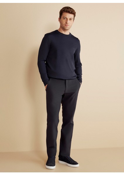 Normal Bel Düz Paça Standart Lacivert Erkek Pantolon BBFW25MPT008