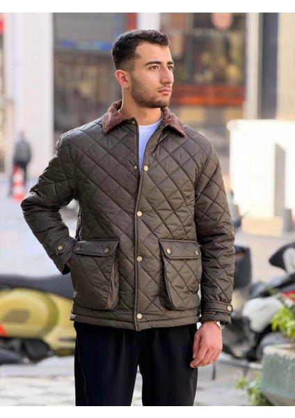 X-2033 Yaka Garni Detaylı Astarlı Kapitone Mont