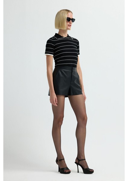 Yüksek Bel Şort Siyah 17041819003 modelleri