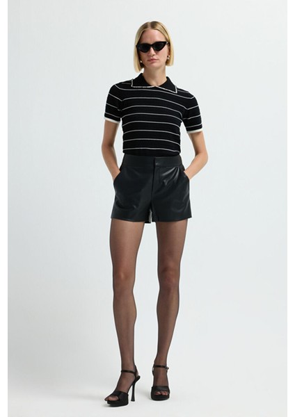 Yüksek Bel Şort Siyah 17041819003 indirimleri