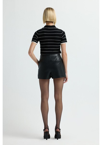 Yüksek Bel Şort Siyah 17041819003