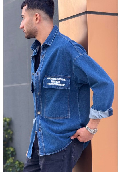 R-6006 Çift Cep Kapaklı Kot Gömlek modelleri