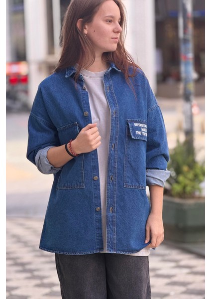 R-6006 Çift Cep Kapaklı Kot Gömlek indirimleri