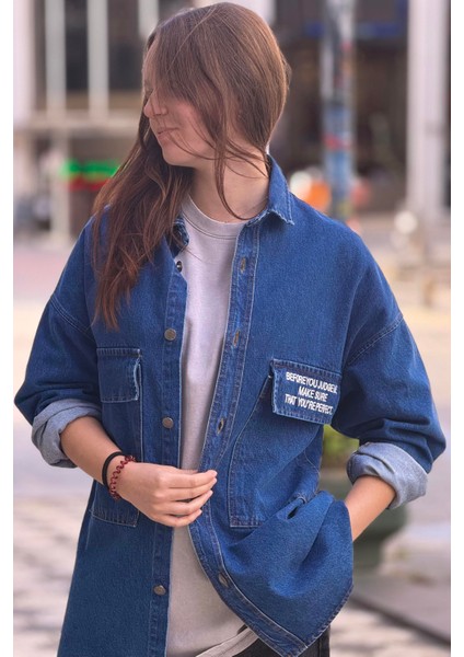 R-6006 Çift Cep Kapaklı Kot Gömlek