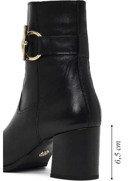 Kadın Siyah Fermuarlı Kalın Topuklu Deri Bot 25WFD163118 fiyatları